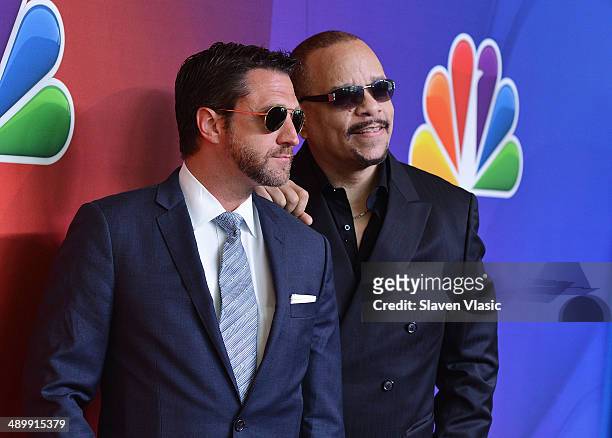 Raul Esparza and Ice-T attend the 2014 NBC Upfront Presentation at The Jacob K. Javits Convention Center on May 12, 2014 in New York City.