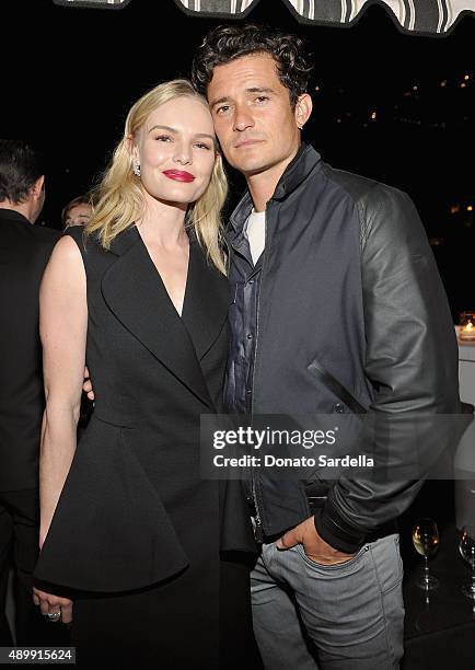 Actors Kate Bosworth and Orlando Bloom attend a cocktail event hosted by Dior Homme's Kris Van Assche at Chateau Marmont on September 24, 2015 in Los...