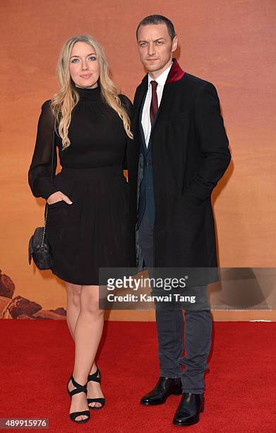 Joy McAvoy and James McAvoy attend the European premiere of "The Martian" at Odeon Leicester Square on September 24, 2015 in London, England.