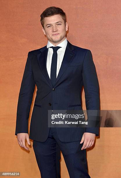 Taron Egerton attends the European premiere of "The Martian" at Odeon Leicester Square on September 24, 2015 in London, England.