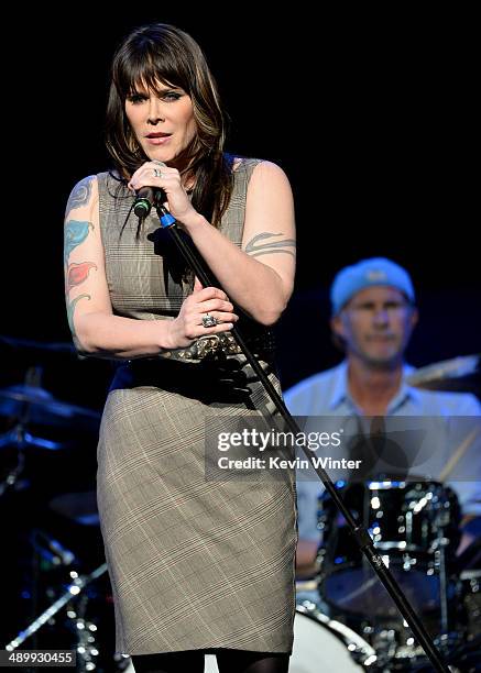 Singer/songwriter Beth Hart and drummer Chad Smith perform onstage at the 10th annual MusiCares MAP Fund Benefit Concert to raise funds for...