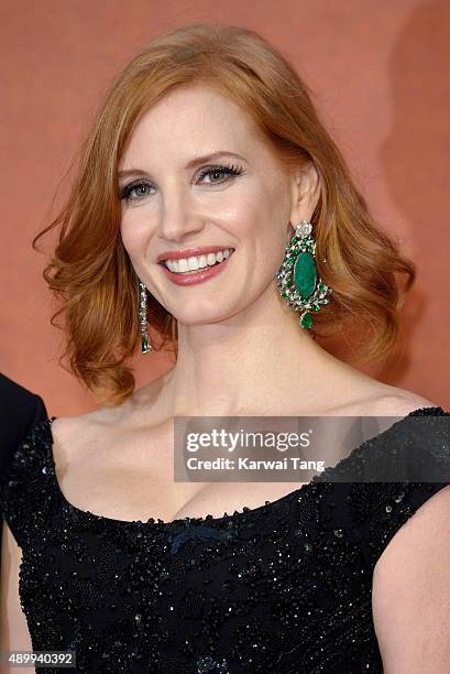 Jessica Chastain attends the European premiere of "The Martian" at Odeon Leicester Square on September 24, 2015 in London, England.