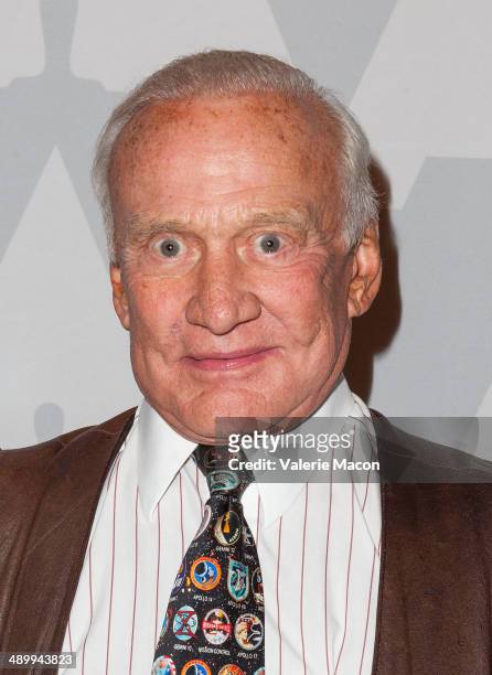 Astronaut Buzz Aldrin attends The Academy Of Motion Picture Arts And Sciences' Presents Deconstructing "Gravity" at DGA Theater on May 12, 2014 in...