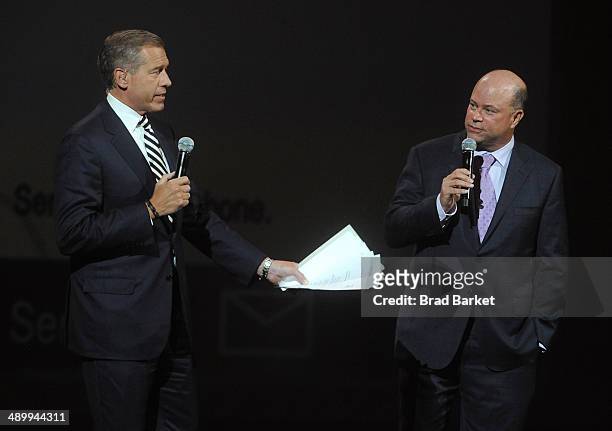 Anchor and managing editor of NBC Nightly News Brian Williams and American hedge fund manager David Teppers speak at The Robin Hood Foundation's 2014...