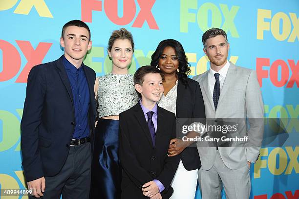 Charlie Rowe, Zoe Levin, Griffin Gluck, Octavia Spencer and Dave Annable of the cast of Red Band Society attend the FOX 2014 Programming Presentation...