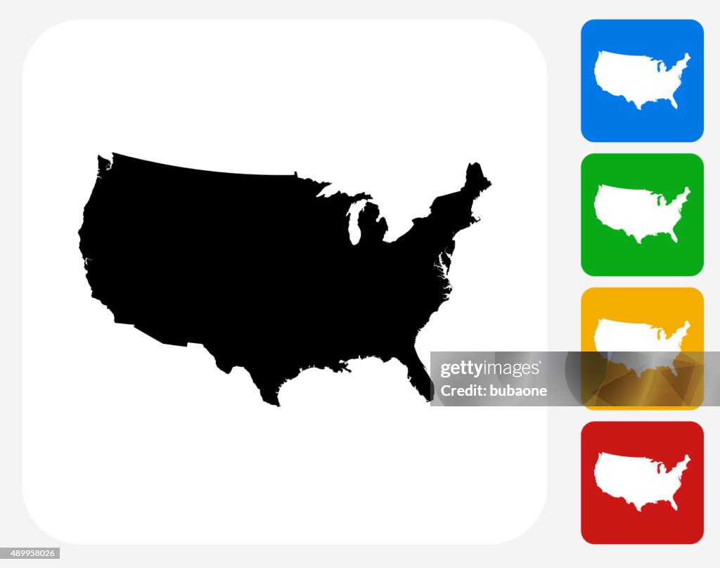 United States Map Icon Flat Graphic Design