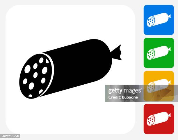 stockillustraties, clipart, cartoons en iconen met salami stick icon flat graphic design - salumeria