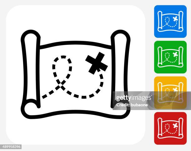 treasure map icon flat graphic design - finding treasure stock illustrations
