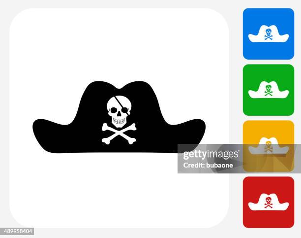 pirate hat icon flat graphic design - pirate hat stock illustrations