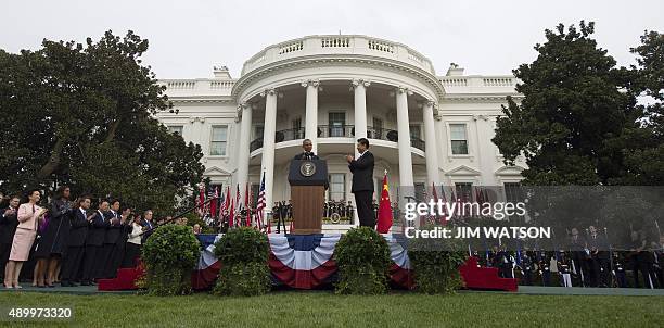 President Obama hosts Chinese President Xi Jinping at the White House for a State visit on September 25, 2015 in Washington,DC. AFP PHOTO/JIM WATSON
