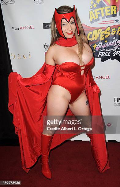 Adult film actress Aiden Starr as Scarlet Witch at FSC After Dark "Capes & Panties" A Superhero Costume & Lingerie Auction and Silent Auction to...