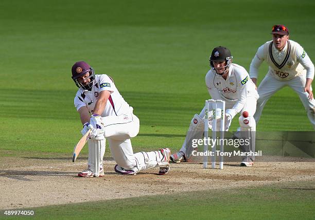 David Murphy of Northamptonshire bats during the LV County Championship - Division Two match between Surrey and Northamptoshire at The Kia Oval on...