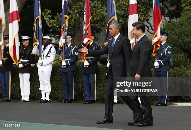 President Barack Obama welcomes Chinese President Xi Jinping to the White House in Washington, DC for the first State Visit on September 25, 2015....