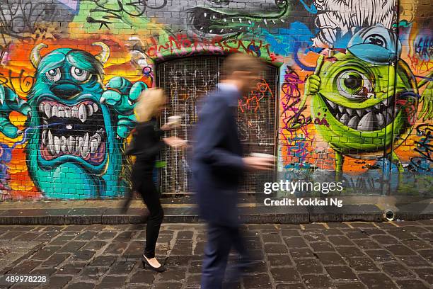 hosier lane - melbourne laneway stock pictures, royalty-free photos & images