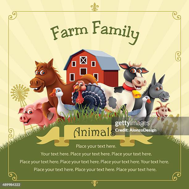 stockillustraties, clipart, cartoons en iconen met farm family - ganzenvlees