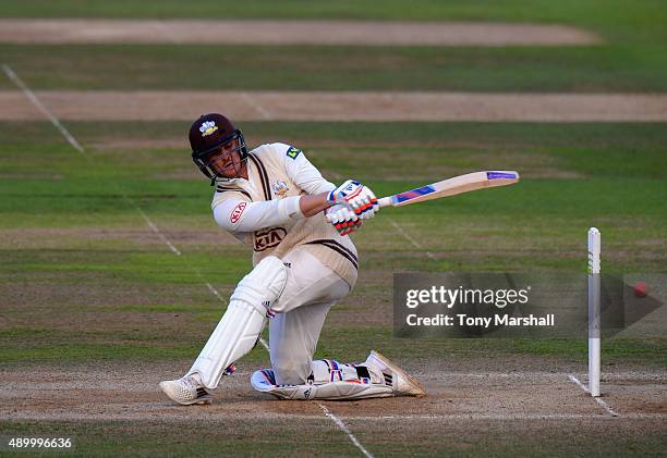 Jason Roy of Surrey bats during the LV County Championship - Division Two match between Surrey and Northamptoshire at The Kia Oval on September 25,...