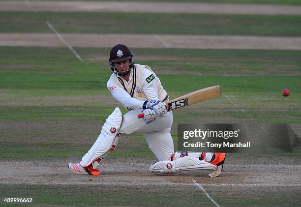 Gary Wilson of Surrey bats during the LV County Championship - Division Two match between Surrey and Northamptoshire at The Kia Oval on September 25,...