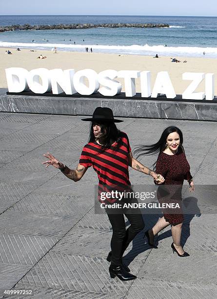 Spanish dubbing actor Mario Vaquerizo and actress Olvido Gara "Alaska" pose for a photocall to promote their film "Hotel Transylvania 2"at the 63rd...