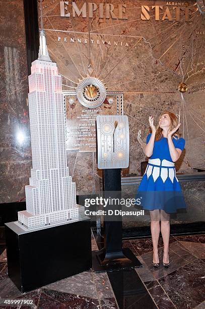 Connie Britton lights The Empire State Building to celebrate the 2015 Global Citizen Festival on September 25, 2015 in New York City.