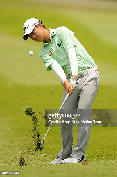 Jazz Janewattananond of Thailand plays a shot during practice ahead of the ICTSI Philippine Open at Wack Wack Golf and Country Club on May 13, 2014...