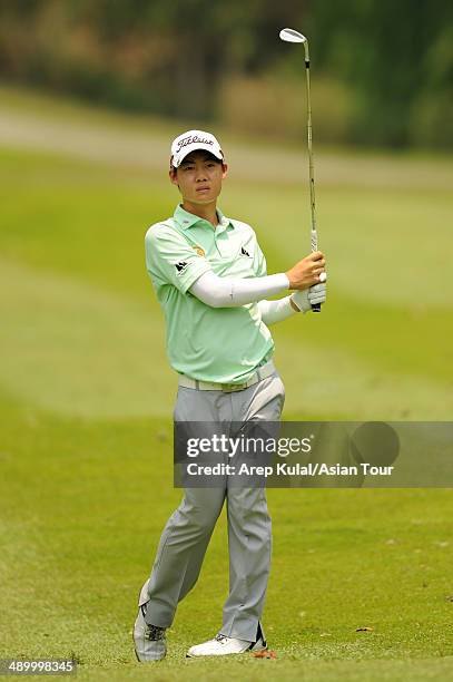 Jazz Janewattananond of Thailand plays a shot during practice ahead of the ICTSI Philippine Open at Wack Wack Golf and Country Club on May 13, 2014...