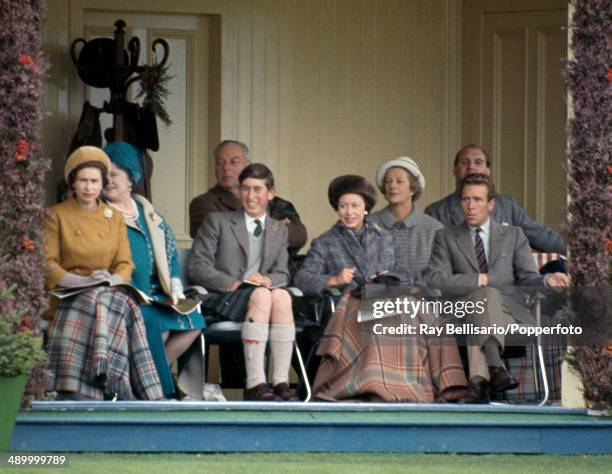 Left to right, front row: Queen Elizabeth II, Queen Elizabeth The Queen Mother, Prince Charles, Princess Margaret and Anthony Armstrong-Jones at the...