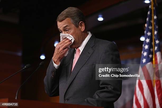 Speaker of the House John Boehner announces that he is retiring from the House and stepping down as Speaker at the end of October during a news...