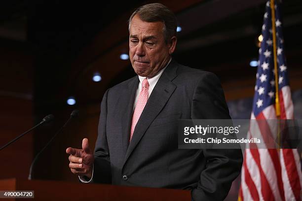 Speaker of the House John Boehner announces that he is retiring from the House and stepping down as Speaker at the end of October during a news...