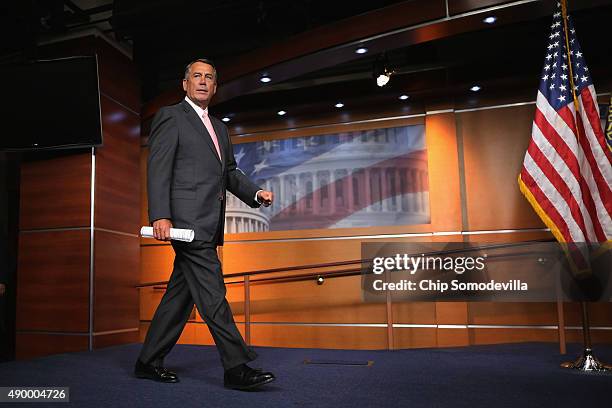 Speaker of the House John Boehner arrives for a news conference where he will announce that he is retiring from the House and stepping down as...