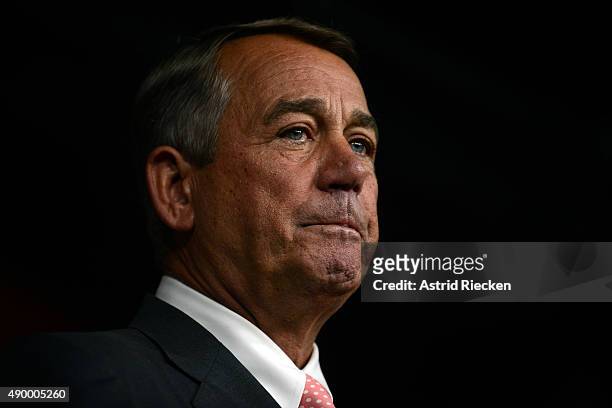 House Speaker John Boehner announces his resignation during a press conference on Capitol Hill September 25, 2015 in Washington, DC. After 25 years...