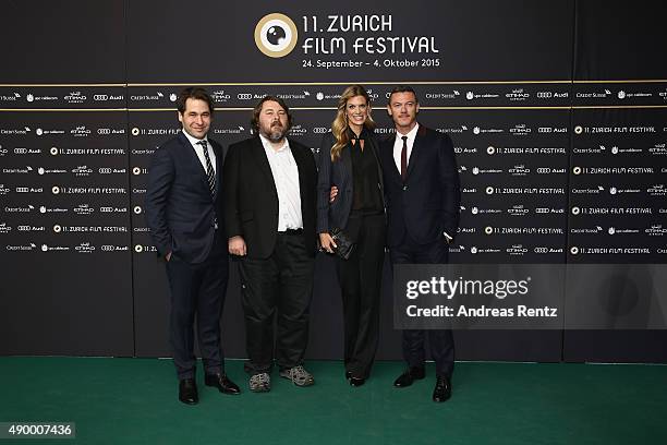 Karl Spoerri, director Ben Wheatley, actor Luke Evans and Nadja Schildknecht attend the 'High-Rise' Premiere during the Zurich Film Festival on...