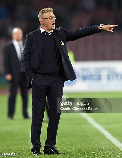 Ivo Pulga head coach of Cagliari during the Serie A match between SSC Napoli and Cagliari Calcio at Stadio San Paolo on May 6, 2014 in Naples, Italy.