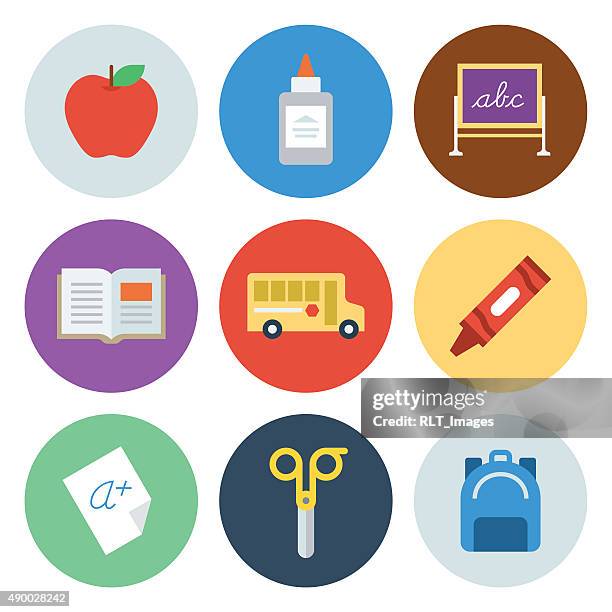 elementary school icons — circle series - grades stock illustrations