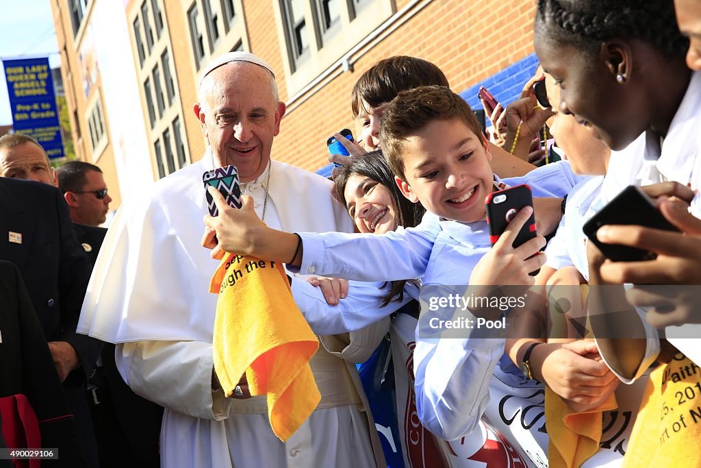 Pope Francis Visits Our Lady Queen Of Angels In Harlem