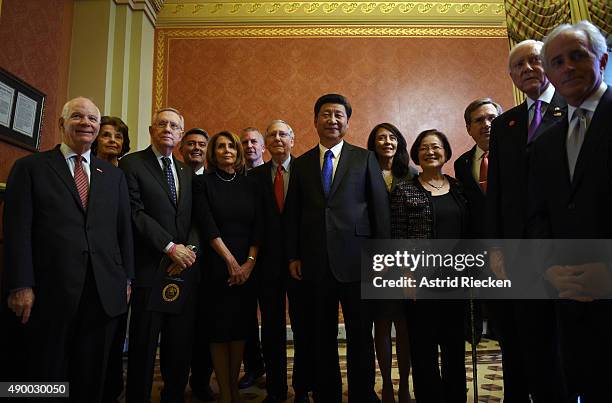 China's President Xi Jinping meets with leaders Congress Sen. Ben Cardin, , Sen. Dianne Feinstein , Senate Minority Leader Harry Reid , House...