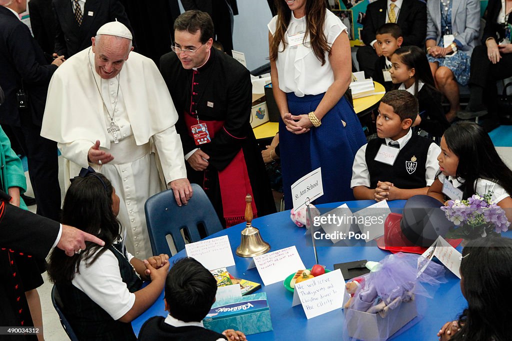 Pope Francis Visits Our Lady Queen Of Angels In Harlem