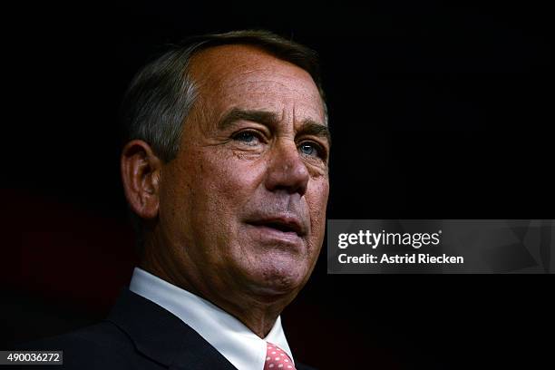 House Speaker John Boehner announces his resignation during a press conference on Capitol Hill September 25, 2015 in Washington, DC. After 25 years...