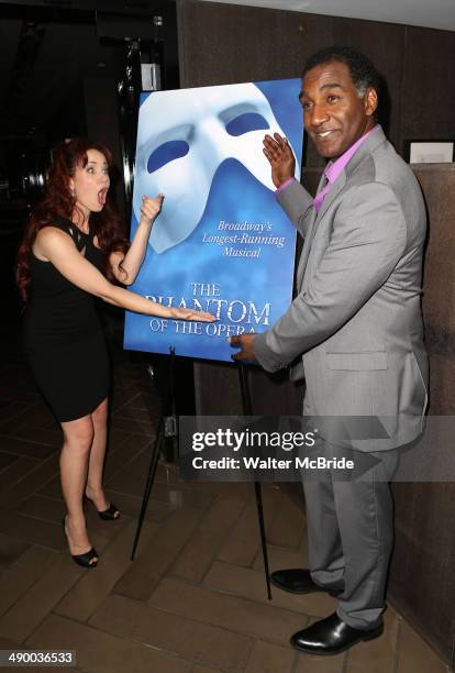 Sierra Boggess and Norm Lewis attends the post show celebration for Norm Lewis and Sierra Boggess starring in 'Phantom of the Opera' at the Paramount...