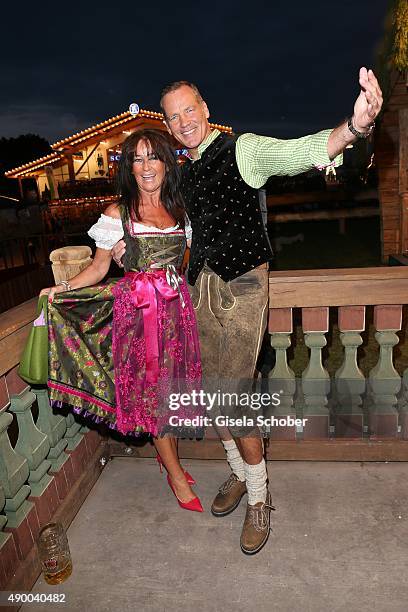 Henry Maske and his wife Manuela Maske during the Oktoberfest 2015 at Kaeferschaenke at Theresienwiese on September 25, 2015 in Munich, Germany.