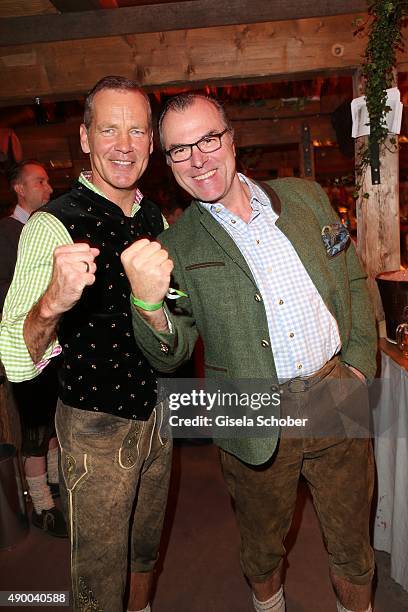 Henry Maske and Clemens Toennies during the Oktoberfest 2015 at Kaeferschaenke at Theresienwiese on September 25, 2015 in Munich, Germany.