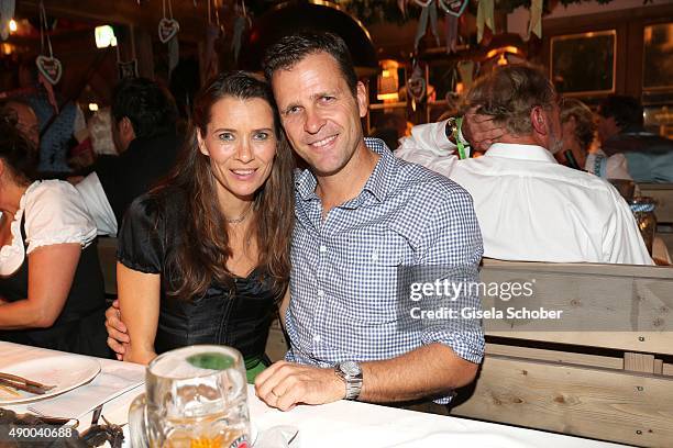 Oliver Bierhoff and his wife Klara Bierhoff during the Oktoberfest 2015 at Kaeferschaenke at Theresienwiese on September 25, 2015 in Munich, Germany.