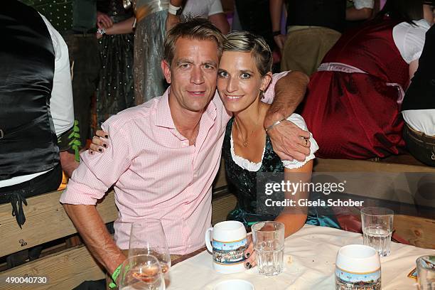 Georg von Waldenfels and his wife Verena von Waldenfels during the Oktoberfest 2015 at Kaeferschaenke at Theresienwiese on September 25, 2015 in...