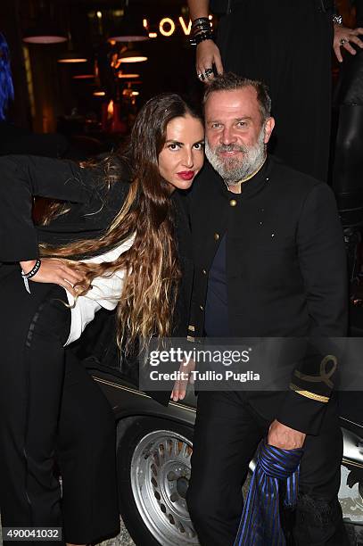 Benedetta Mazzini and Robert Rabensteiner attend the Givenchy #GRTmilano17 party during the Milan Fashion Week Spring/Summer 2016 on September 25,...