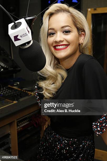 Rita Ora pictured at Kiss FM Studio's on May 13, 2014 in London, England.