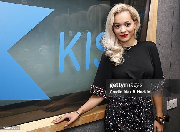 Rita Ora pictured at Kiss FM Studio's on May 13, 2014 in London, England.