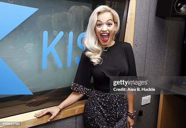 Rita Ora pictured at Kiss FM Studio's on May 13, 2014 in London, England.