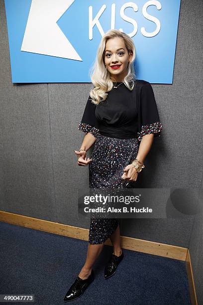 Rita Ora pictured at Kiss FM Studio's on May 13, 2014 in London, England.