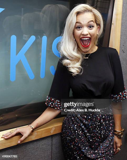 Rita Ora pictured at Kiss FM Studio's on May 13, 2014 in London, England.