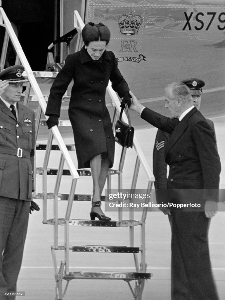 The Duchess Of Windsor Arrives With Her Husband's Coffin
