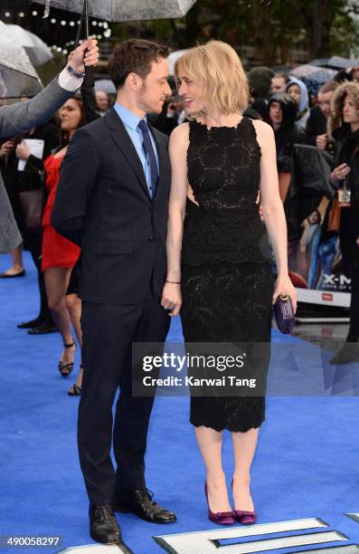 Anne-Marie Duff and James McAvoy attend the UK Premiere of "X-Men: Days of Future Past" held at the Odeon Leicester Square on May 12, 2014 in London,...